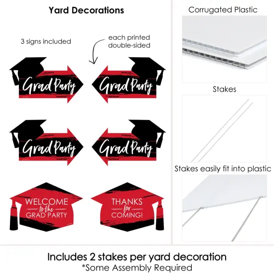 Big Dot of Happiness Red Grad - Best is Yet to Come - 2 Arrows & 1 Welcome/Thank You Lawn Sign - Double Sided Grad Party Yard Sign Set - 3 Pieces {7}