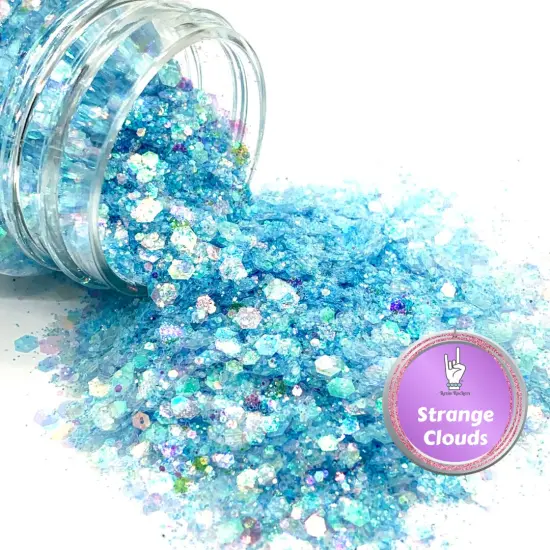 Strange Clouds Blue Iridescent Pixie for Poxy Chunky Glitter Mix {1}