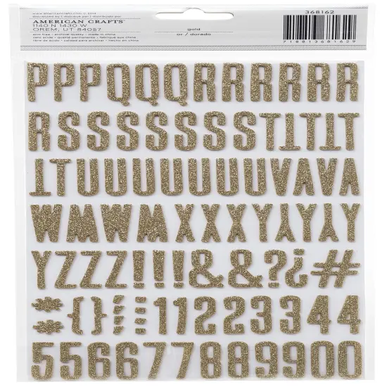 Thickers Shimelle Alphabet Stickers - Fitzgerald Font, Gold Glitter, 183pcs {3}