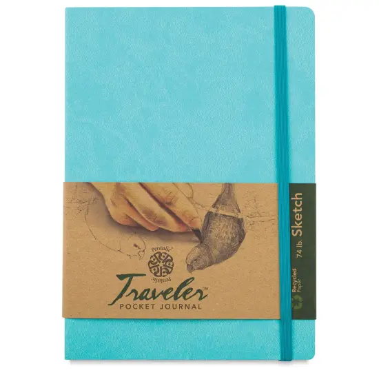 Pentalic Recycled Traveler's Sketchbook - 8-1/4" x 5-7/8", Turquoise {1}