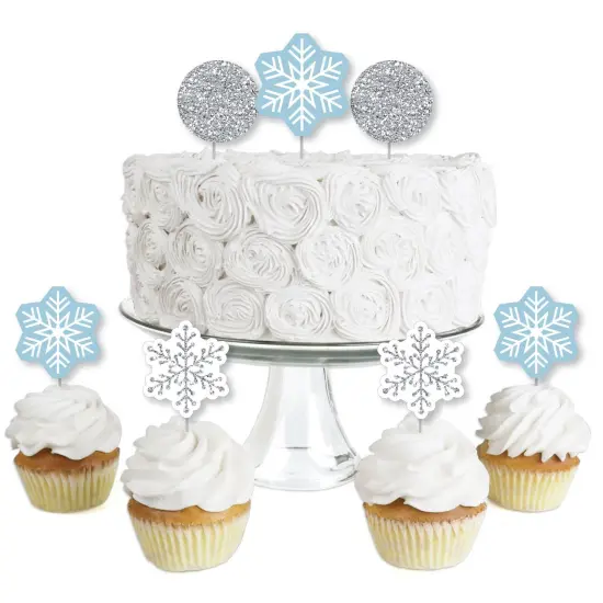 Big Dot of Happiness Winter Wonderland - Dessert Cupcake Toppers - Snowflake Holiday Party and Winter Wedding Clear Treat Picks - Set of 24 {1}