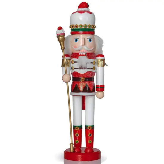 Ornativity Strawberry Toy Soldier Nutcracker - Wooden Strawberry Hat with Cupcake Scepter King Theme Christmas Nutcracker Figure Holiday Decoration {1}
