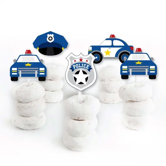 Big Dot of Happiness Calling All Units - Police - Dessert Cupcake Toppers - Cop Birthday Party or Baby Shower Clear Treat Picks - Set of 24 {3}