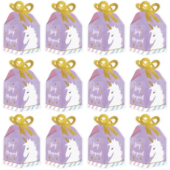 Big Dot of Happiness Rainbow Unicorn - Square Favor Gift Boxes - Magical Unicorn Baby Shower or Birthday Party Bow Boxes - Set of 12 {6}