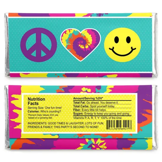 Big Dot of Happiness 60's Hippie - Candy Bar Wrapper 1960s Groovy Party Favors - Set of 24 {3}