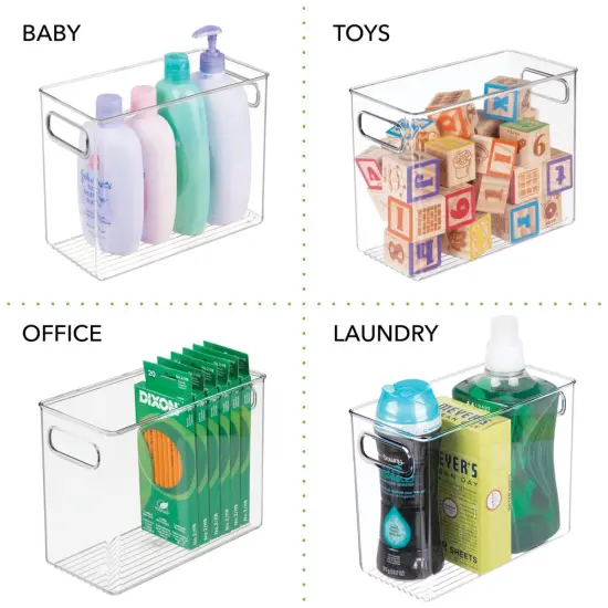 mDesign Plastic Storage Bin with Handles for Home Office - Clear {3}