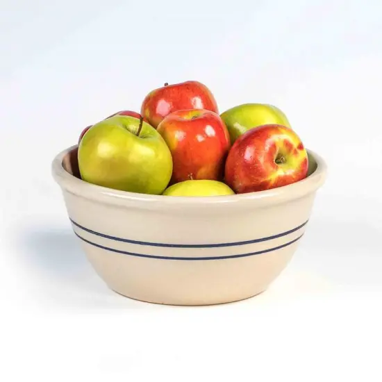 Martinez Pottery Hand-Turned Heritage Blue Stripe Stoneware Mixing Bowl 10" {3}