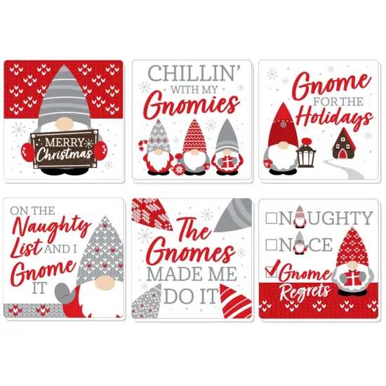 Big Dot of Happiness Christmas Gnomes - Funny Holiday Party Decorations - Drink Coasters - Set of 6 {1}