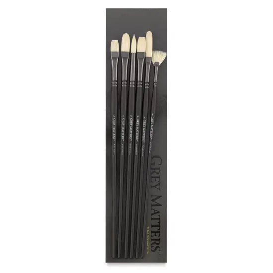 Richeson Grey Matters Brush Set - Bristle Oil Brushes, Long Handle, Set of 6 {2}