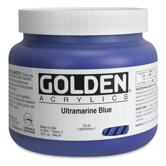 Golden Heavy Body Artist Acrylics - Ultramarine Blue, 32 oz Jar {1}