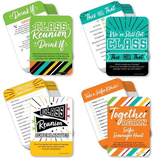 Big Dot of Happiness Still Got Class - 4 High School Reunion Party Games - 10 Cards Each - Gamerific Bundle {1}