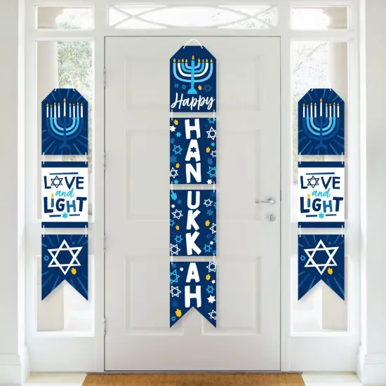 Big Dot of Happiness Hanukkah Menorah - Hanging Vertical Paper Door Banners - Chanukah Holiday Party Wall Decoration Kit - Indoor Door Decor {1}