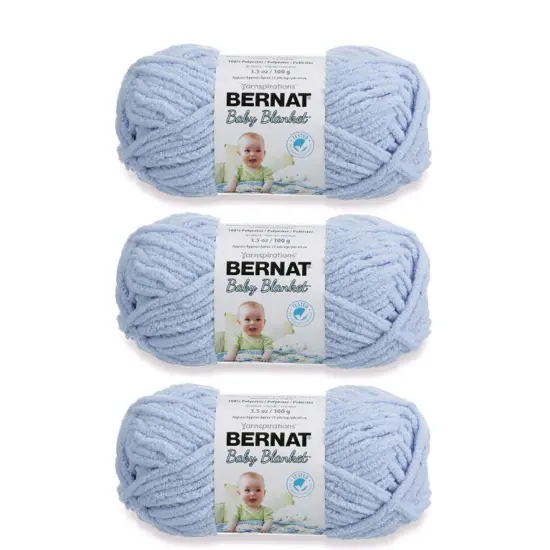 Bernat Baby Blanket Baby Blue Yarn - 3 Pack of 100g/3.5oz - Polyester - 6 Super Bulky - 72 Yards - Knitting/Crochet {1}