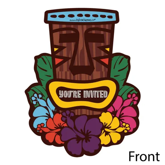 Big Dot of Happiness Tiki Luau - Shaped Fill-in Invitations - Tropical Hawaiian Summer Party Invitation Cards with Envelopes - Set of 12 {3}