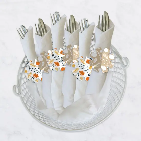 Big Dot of Happiness Happy Thanksgiving - Fall Harvest Party Paper Napkin Holder - Napkin Rings - Set of 24 {4}