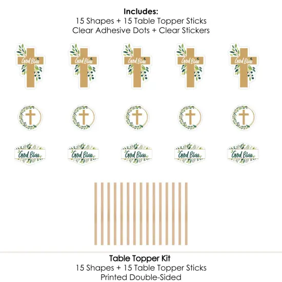 Big Dot of Happiness Elegant Cross - Religious Party Centerpiece Sticks - Table Toppers - Set of 15 {7}