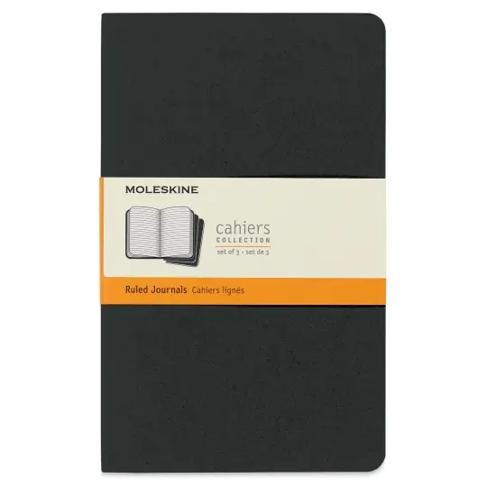 Moleskine Cahier Journals - 8-1/4" x 5", Black, Ruled, Pkg of 3 {1}