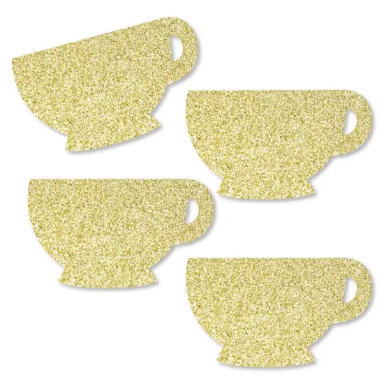 Big Dot of Happiness Gold Glitter Tea Cup - No-Mess Real Gold Glitter Cut-Outs - Garden Tea Party Confetti - Set of 24 {1}