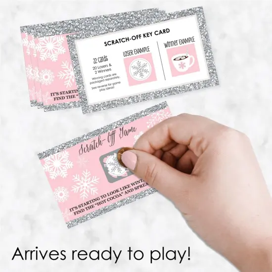 Big Dot of Happiness Pink Winter Wonderland - Holiday Snowflake Birthday Party and Baby Shower Game Scratch Off Cards - 22 Count {3}