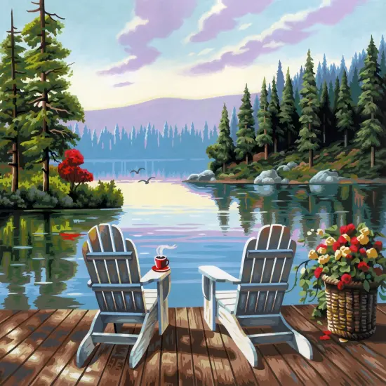 Paint Works Paint By Number Kit 20"X16"-Lakeside Morning {3}