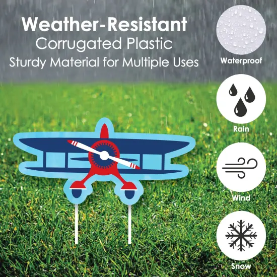 Big Dot of Happiness Taking Flight - Airplane - Yard Sign & Outdoor Lawn Decorations - Vintage Plane Party Yard Signs - Set of 8 {4}