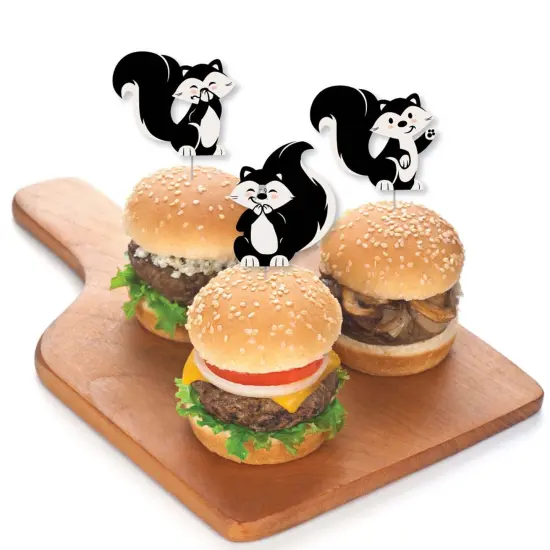 Big Dot of Happiness Little Stinker - Dessert Cupcake Toppers - Woodland Skunk Baby Shower or Birthday Party Clear Treat Picks - Set of 24 {4}