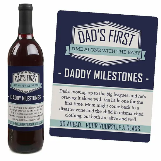 Big Dot of Happiness Daddy's First Milestones - Gift For Men - Wine Bottle Label Stickers - Set of 4 {7}