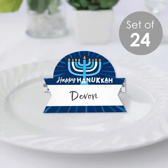 Big Dot of Happiness Hanukkah Menorah - Chanukah Holiday Party Tent Buffet Card - Table Setting Name Place Cards - Set of 24 {3}