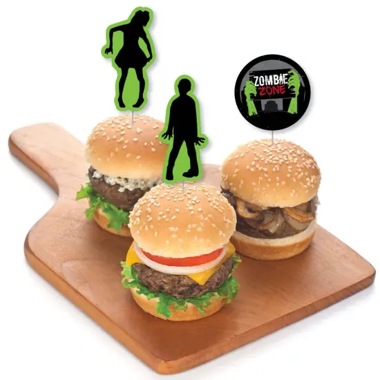 Big Dot of Happiness Zombie Zone - Dessert Cupcake Toppers - Zombie Crawl Clear Treat Picks - Set of 24 {4}