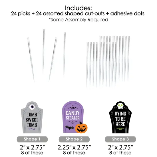 Big Dot of Happiness Cute and Colorful Tombstones - Dessert Cupcake Toppers - Kids Halloween Party Clear Treat Picks - Set of 24 {7}