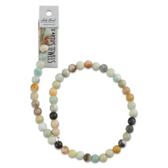 John Bead Earth's Jewels Amazonite Beads - 8 mm, 16" Strand {2}