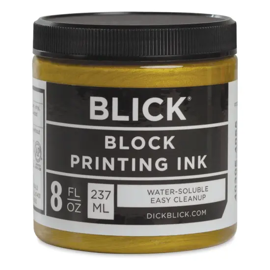 Blick Water-Soluble Block Printing Ink - Gold, 8 oz Jar {1}