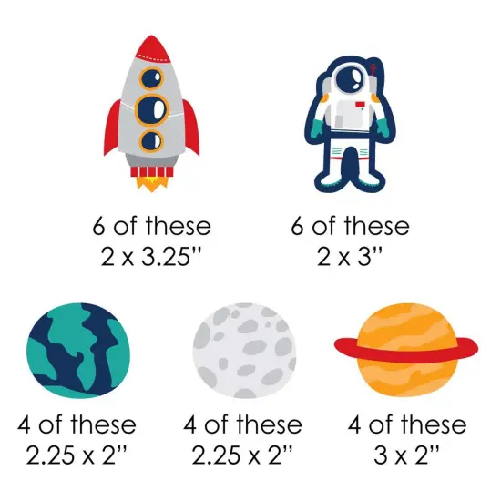 Big Dot of Happiness Blast Off to Outer Space - DIY Shaped Rocket Ship Baby Shower or Birthday Party Cut-Outs - 24 Count {3}