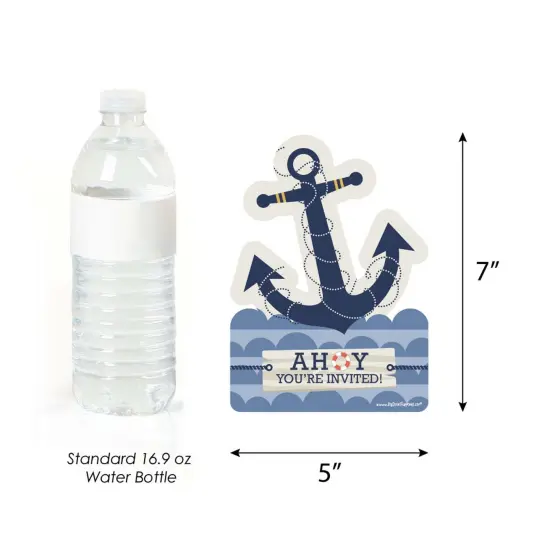 Big Dot of Happiness Ahoy - Nautical - Shaped Fill-in Invitations - Baby Shower or Birthday Party Invitation Cards with Envelopes - Set of 12 {6}