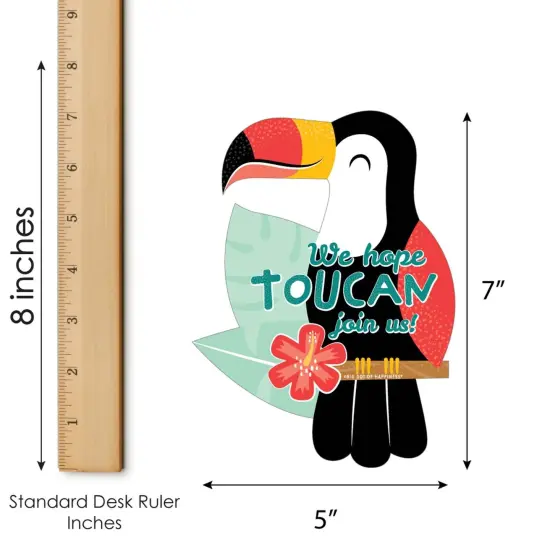 Big Dot of Happiness Calling All Toucans - Shaped Fill-In Invitations - Tropical Bird Baby Shower or Birthday Party Invitation Cards with Envelopes - Set of 12 {7}