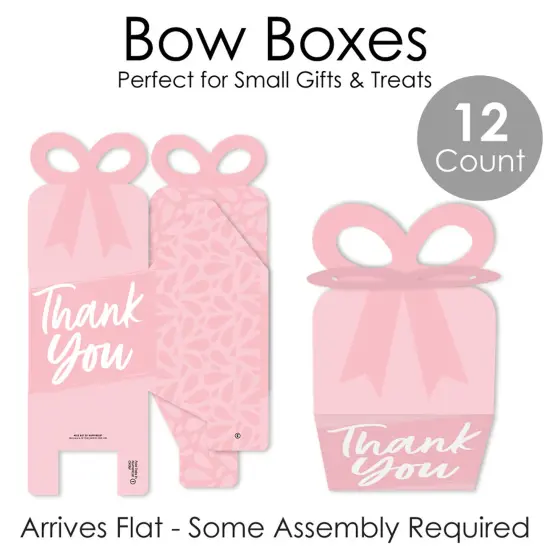 Big Dot of Happiness Pink Elegantly Simple - Square Favor Gift Boxes - Guest Party Favors Bow Boxes - Set of 12 {7}