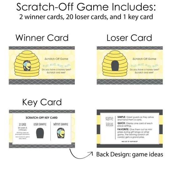 Big Dot of Happiness Honey Bee - Baby Shower or Birthday Party Game Scratch Off Cards - 22 Count {6}