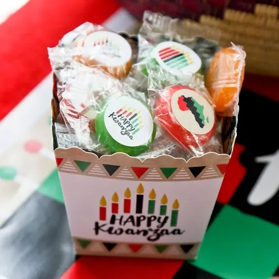 Big Dot of Happiness Happy Kwanzaa - Holiday Party Round Candy Sticker Favors - Labels Fits Chocolate Candy (1 sheet of 108) {6}