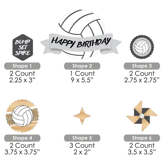 Big Dot of Happiness Bump, Set, Spike - Volleyball - Birthday Party Cake Decorating Kit - Happy Birthday Cake Topper Set - 11 Pieces {7}