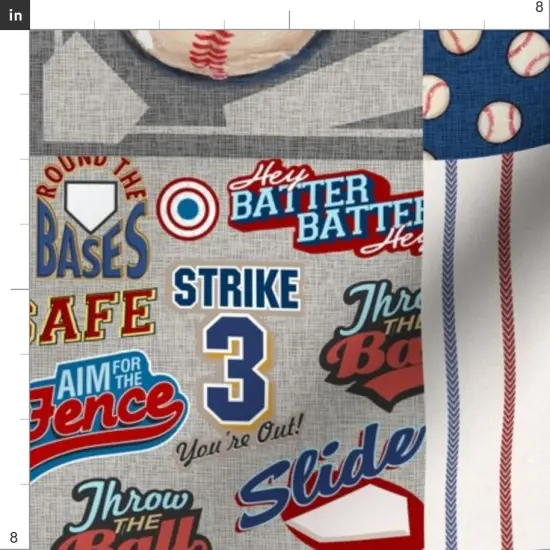 Various Fabrics by the Yard or Fat Quarter Baseball Patchwork Pitcher Red White Blue Quilt Topper Wholecloth Cheater Quilt Summer Sport America Usa 4Th Of July Custom Printed Fabric by Spoonflower {4}