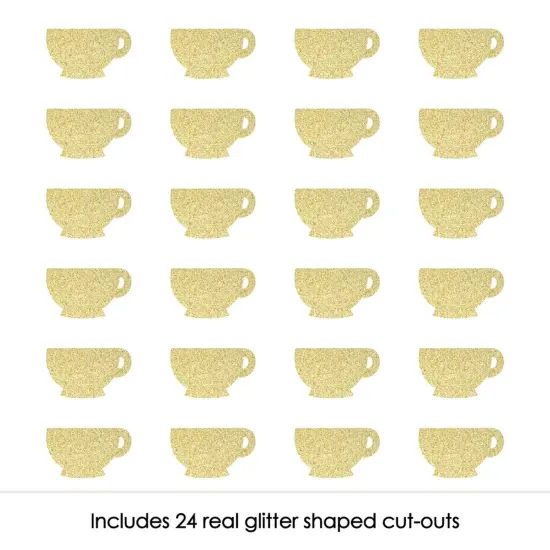 Big Dot of Happiness Gold Glitter Tea Cup - No-Mess Real Gold Glitter Cut-Outs - Garden Tea Party Confetti - Set of 24 {3}