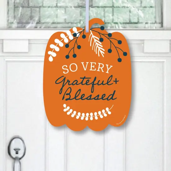 Big Dot of Happiness Happy Thanksgiving - Hanging Porch Fall Harvest Party Outdoor Decorations - Front Door Decor - 1 Piece Sign {1}