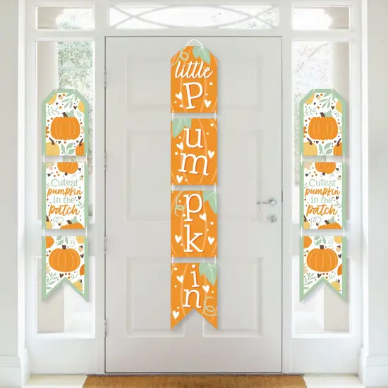 Big Dot of Happiness Little Pumpkin - Hanging Vertical Paper Door Banners - Fall Birthday Party or Baby Shower Wall Decoration Kit - Indoor Door Decor {1}