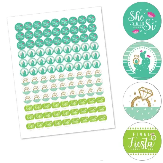 Big Dot of Happiness Final Fiesta - Last Fiesta Bachelorette Party Round Candy Sticker Favors - Labels Fits Chocolate Candy (1 sheet of 108) {3}