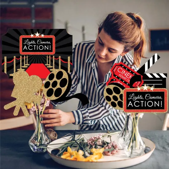 Big Dot of Happiness Red Carpet - Movie Night Party Centerpiece Sticks - Showstopper Table Toppers - 35 Pieces {4}