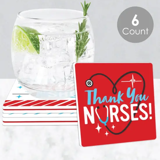 Big Dot of Happiness Thank You Nurses - Funny Nurse Appreciation Week Decorations - Drink Coasters - Set of 6 {3}