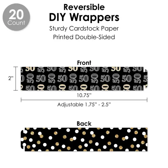 Big Dot of Happiness Adult 50th Birthday - Gold - Birthday Party Favors and Cupcake Kit - Fabulous Favor Party Pack - 100 Pieces {4}