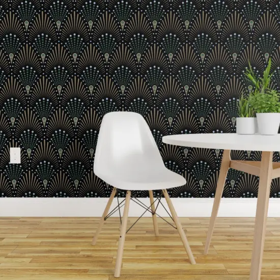 Peel & Stick Wallpaper 2FT Wide 1920S Glam Boho Jungle Geometric Luxury Custom Removable Wallpaper by Spoonflower {1}