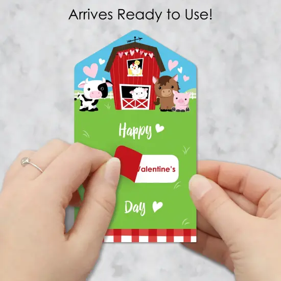 Big Dot of Happiness Farm Animals - Barnyard Cards for Kids - Happy Valentine's Day Pull Tabs - Set of 12 {3}