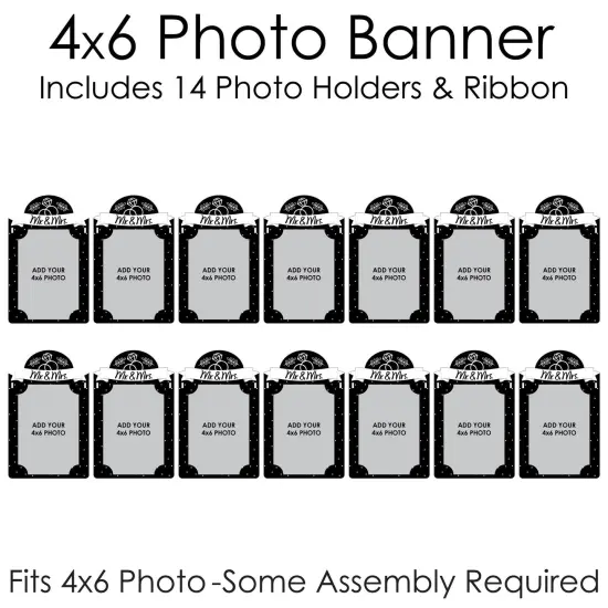 Big Dot of Happiness Mr. and Mrs. - DIY Black and White Wedding or Bridal Shower Decor - Picture Display - Photo Banner {6}